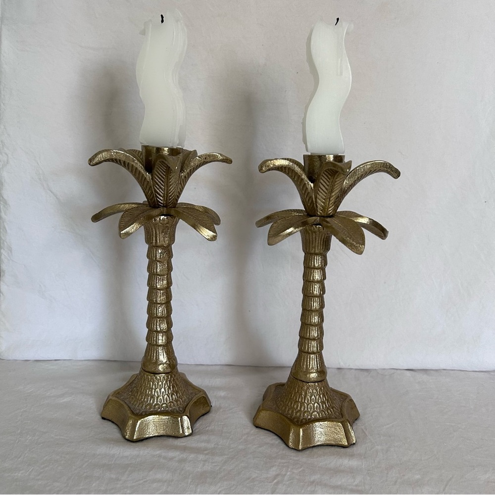 ANTHROPOLOGIE - PALM TREE TAPER CANDLE HOLDERS